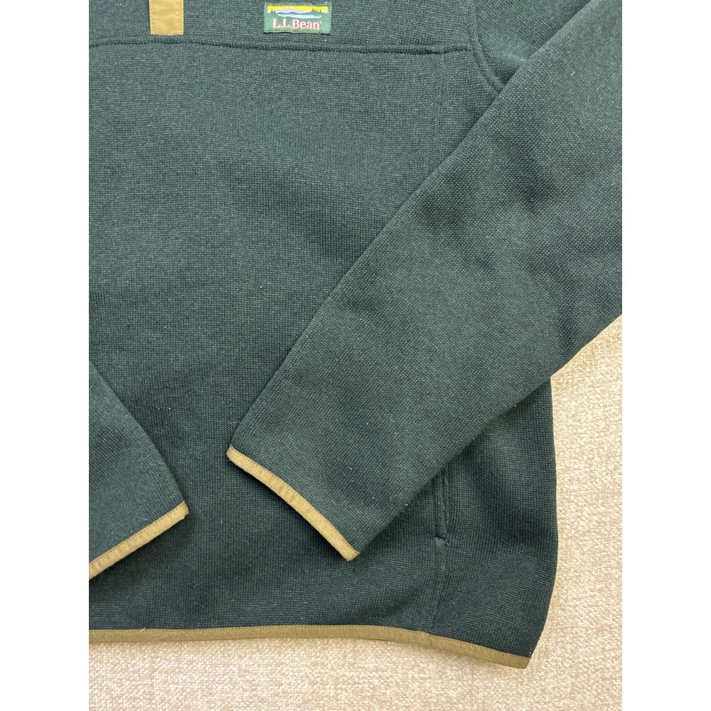 LL Bean Men Sweater Fleece Pullover Large Green Snap Neck 298050 Midweight L REG - Picture 5 of 8